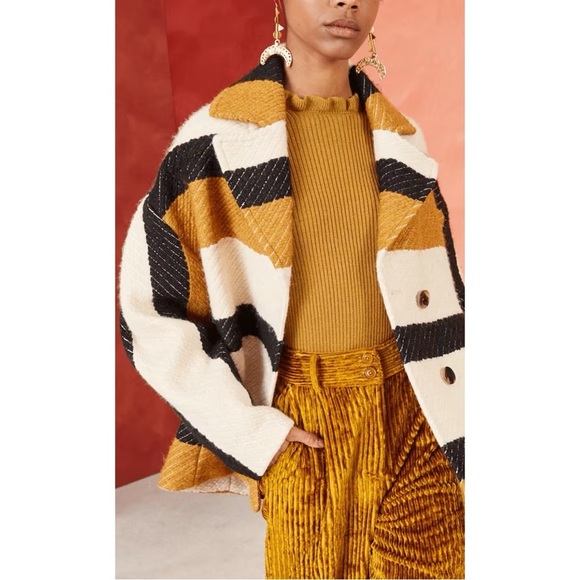 Ulla Johnson Johnson Wool Striped Double Breasted Emery Coat